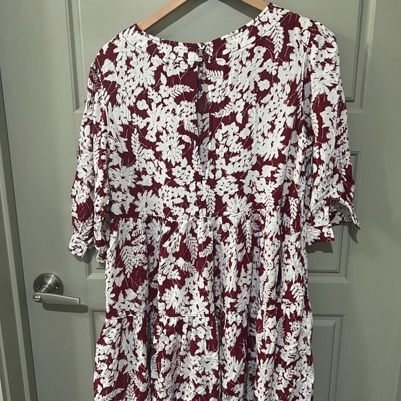 Anthropologie By Together- Floral Burgundy and White Women's Dress - Picture 2 of 5